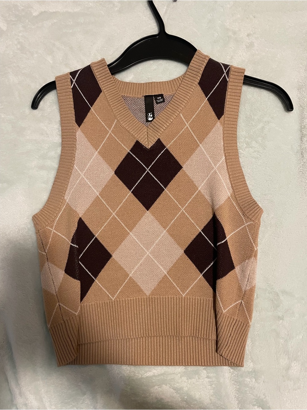Garage Tan and Brown Argyle V-Neck Sweater Vest